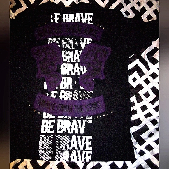 BLAC LABEL Gothic Graphic Embroidered Long Sleeve Exposed Hem Shirt Men's 4X Blk - Picture 2 of 14